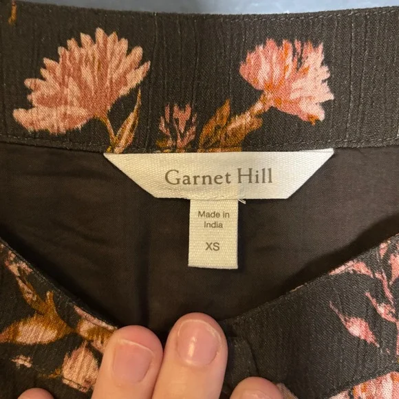 Garnet Hill Jardin Crepe Mini Dress Size XS Brown Floral Fall Boho - Picture 3 of 11